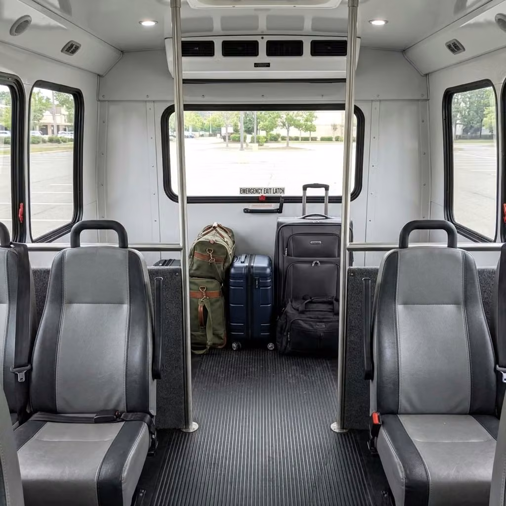 sheboygan 28 passenger minibus luggage area
